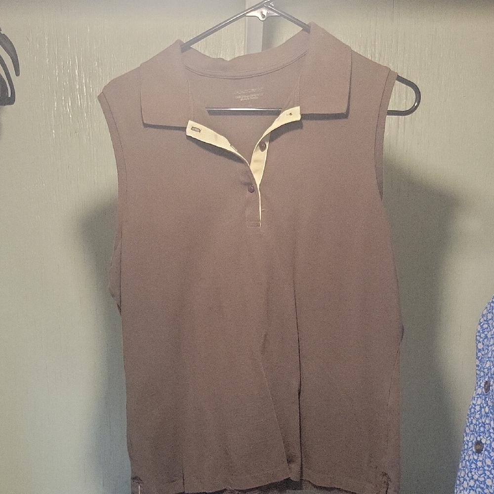 Sleeveless Brown Polo Top